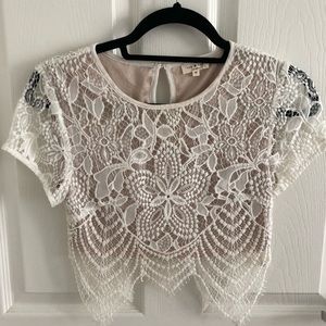 White lace detail crop top - Medium